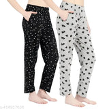Cotton maxi printed women's 2pc set, soft elasticated waist for sleepwear, nightwear, yoga wear