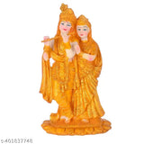 Gold-plated resin Radha Krishna idol statue (19 x 11 x 11 cm) - Hindu home decor, ideal for living rooms and gifting