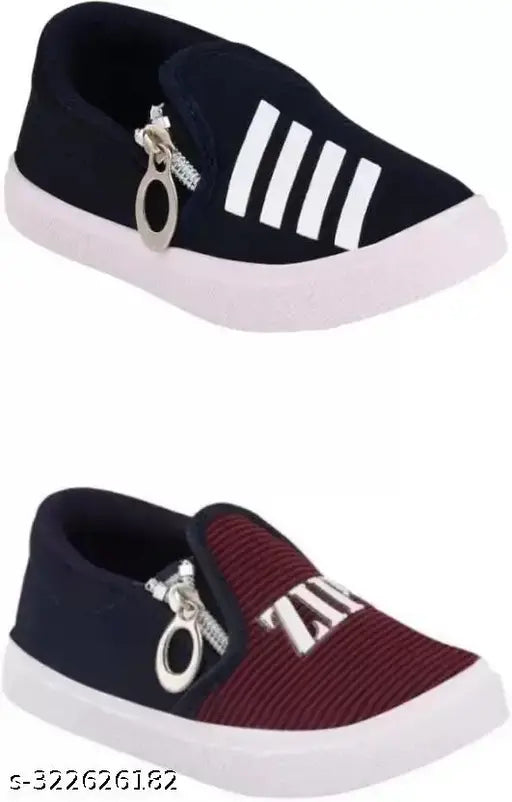 Mesh and PVC kids' casual sneakers, solid color design for boys and girls ages 3-4 years old, featuring zip fastening detail