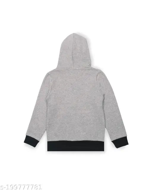 Cotton blend winter hoodie for boys, solid color fleece material, long sleeves - kids clothing sizes 2-14 years