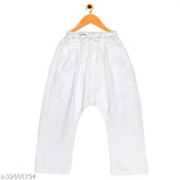 Solid white cotton pyjama for girls with embroidered hem, best for summer use and easy maintenance. Available in sizes 0-6 Months, 6-9 Months, and more. Indian made