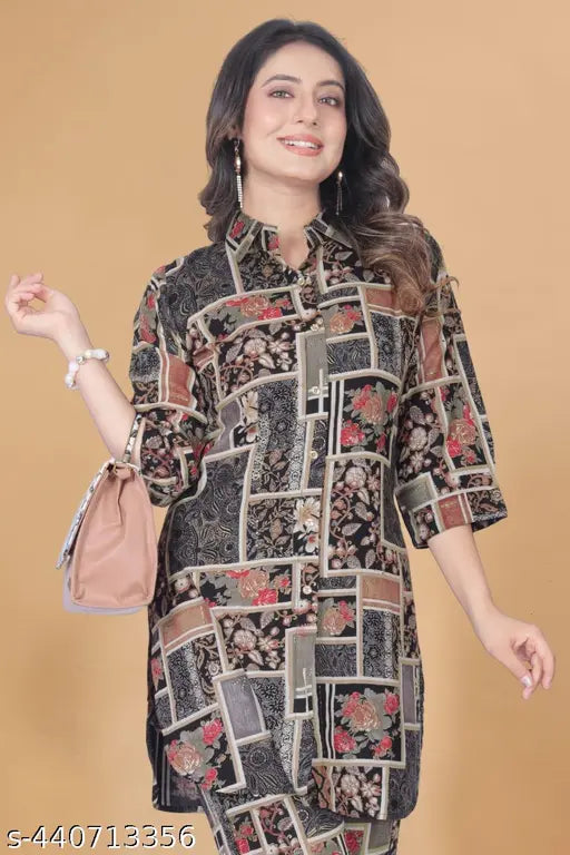 Rayon cord set for girls, Indian-made multi-size outfit with long sleeves