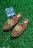 Synthetic leather Modern Women Juttis & Mojaris, embellished design, open back net Indian footwear