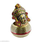 Brass Puri Craft Laxmi Devi Manak Mukha idol, vibrant multicolor for Varalakshmi Pooja, 6-inch height and 4-inch length