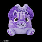 Purple cat design, washable, insulated kids lunch bag with leak-proof inner layer and clip closure