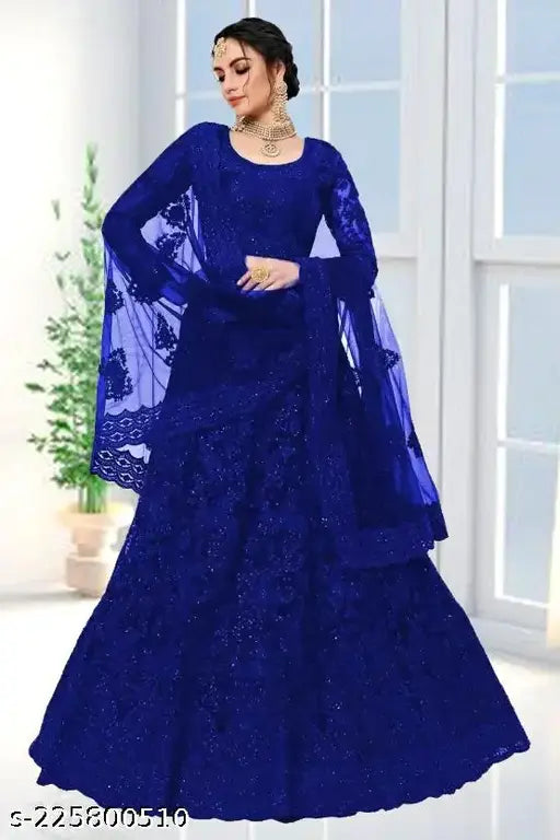 Graceful Aakarsha net lehenga, embroidered top and dupatta for Indian women's wear
