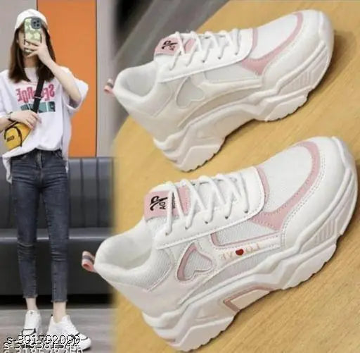 Modern Girls Striped Synthetic Leather EVA Sports Shoes - Breathable air mesh upper, lightweight EVA sole with extra comfort and perfect grip - Perfect for gym workouts, outdoor running, morning walks, all outdoor sports, bike riding. Made in India (size: 3-8)