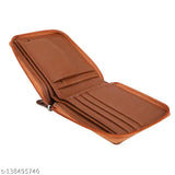 Faux leather tan round wallet by ZOSTER, perfect for organizing cards and currency