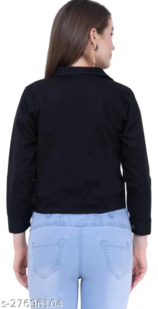 Denim comfy ravishing women's waistcoat jacket, solid net design, long sleeves, available in S-XL sizes