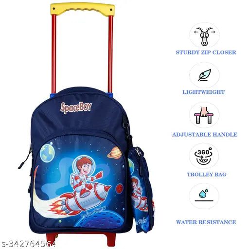 Blue waterproof polyester net school trolley, 16 inch by Indian Riders for kids travel