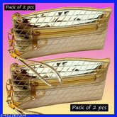 Golden synthetic clutch bag, free size, perfect for parties, evening wear, multiple uses, high-quality material (silk, satin, hardware), large capacity for essentials, ideal for various occasions