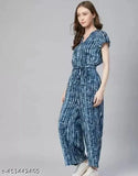 Rayon printed women's jumpsuit set, short sleeves, self-designed with vibrant patterns, available in M, L, XL, XXL