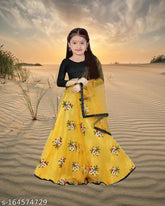 Silk and net semi-stitched flower designer lehenga choli for girls, free size, India-made traditional Indian wedding wear