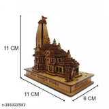 Wooden Haridwar Trends Shri Ram Mandir Temple decor item, Indian 3D Ayodhya temple showpiece, 11x11x6 cm