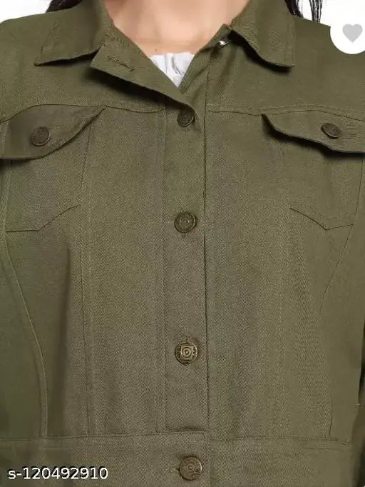 Olive green denim jacket, self-design net pattern, suitable for everyday wear in all seasons