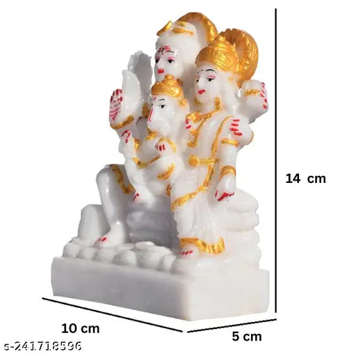 Marble Shiva Parvati Ganesh Idols, 10cm x 14cm x 5cm, Indian handcrafted divine family statue for Pooja Room, Temple, Mandir, gift items
