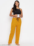Maxi length Aliza women's cotton dot printed lounge pants/pyjamas in regular fit. Breathable, comfortable, and stylish with elastic waist and side pockets