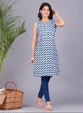 Rayon printed straight kurta for women, stylish and sleeveless, XS (34in), India