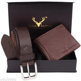 Genuine leather gift hamper for men, includes a bi-fold wallet and belt combo set. Solid design, RFID protection, perfect for husband or dad, 100% genuine leather made in India