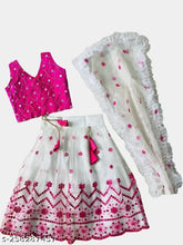 Taffeta silk and net lehenga choli set for kids, self-designed with embroidered patterns, available in multiple sizes from 6 months to 8 years, Indian origin
