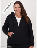 Fleece plus-size hoodie with long sleeves and printed pattern, available in XXL and XXXL sizes for women. Made in India