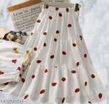 Women's printed crepe skirt, vibrant patterns, versatile for girls and women, Indian handloom on mannequin