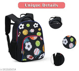 Polyester school backpack, black, spacious with multiple compartments, ideal for class 1-8 students
