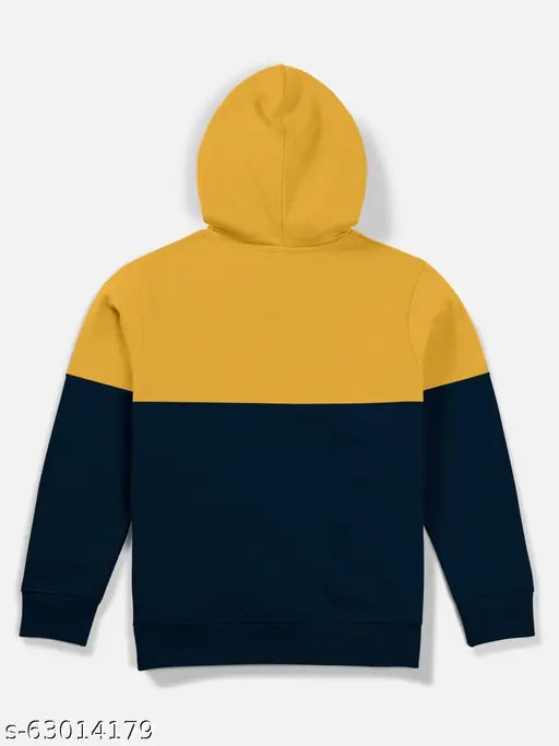 Trendy cotton blend hoodie sweatshirt for boys, superior quality, skin-safe and soft finish. Solid color design, hand cuffs with long sleeves. Ideal for cold to heavy cold conditions. 5-6 years size. Made in India