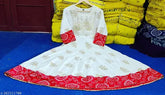 Rayon Anarkali long kurta, printed combo three-quarter sleeves, women's fashion from India