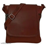 Brown PU sling bag for girls & women. Compact design with 4 compartments, ideal for work or party wear. Made in India