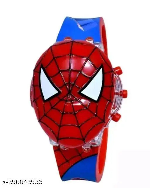 Blue silicon Spiderman Disco Light digital watch with music, glows, ideal for unisex kids' playtime