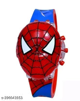 Blue silicon Spiderman Disco Light digital watch with music, glows, ideal for unisex kids' playtime