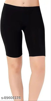 Cotton Lycra women's/girls shorts, breathable & sweat-wicking, black, various sizes