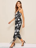 Trendy printed crepe sleeveless jumpsuit for women, India-made fashion attire