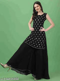 Georgette women's kurta set with dupatta and bottomwear, single size available in S, M, L, XL, XXL, hand-stitched Indian fashion