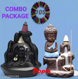 Ceramic Adi Shankara idols, incense holder & cones for meditation, aromatherapy home decor (pack of 2)