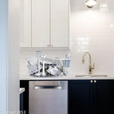 Stainless steel dish drainer basket with spoon holder, sleek and durable kitchen organizer