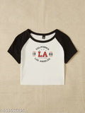 Cotton Raglan LA California T-shirt, printed design on short sleeves, size S (bust 36in)