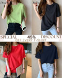 Trendy round neck cotton t-shirts (4 pack), women's solid color, India-made, timeless appeal