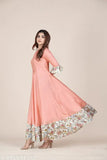 Peach rayon Anarkali kurti, key hole neck design, long and stylish for all occasions