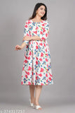 Rayon floral print anarkali gown with three-quarter sleeves, great for formal events. India origin