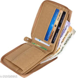 PU leather men's wallet, two compartments, solid color, perfect for everyday use