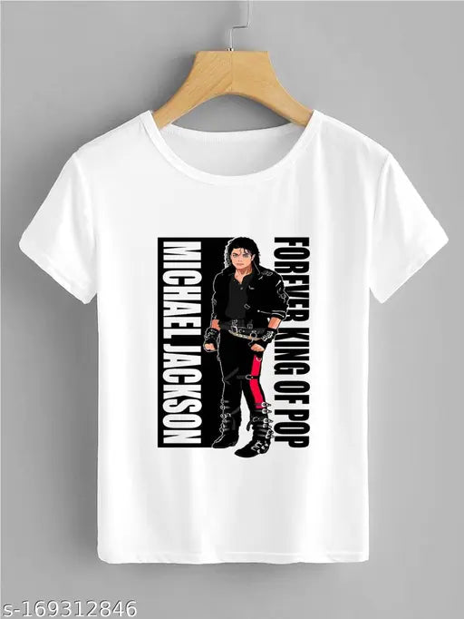Michael Jackson T-shirt, polyester short sleeves, printed 'Forever King of Pop' design - India