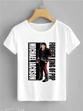 Michael Jackson T-shirt, polyester short sleeves, printed 'Forever King of Pop' design - India