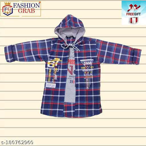 Cotton printed hoodie jacket with attached T-shirt, versatile for casual to dressy wear, soft and comfortable fit, available in various colors and patterns, quality construction, for boys aged 15-16 years
