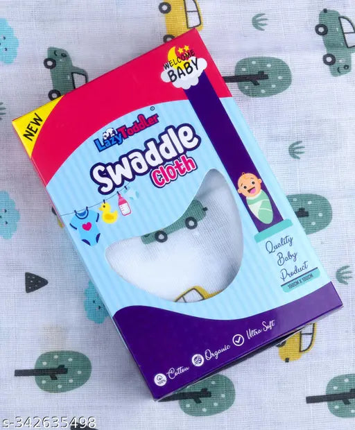 Soft cotton swaddle, 100cm x 100cm, organic, conversational print, ideal for travel or nursing