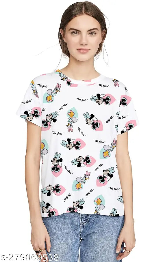 Oversized elastodiene t-shirts for trendy women, pack of 2 in vibrant prints, S/36in, M/38in, L/40in, XL/42in