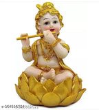 Handcrafted resin Krishna statue, 52 x 4 inches, vibrant colors, perfect for table decoration or gifting