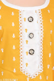Yellow rayon kurta pant for girls, three-quarter sleeves, party festive style - Indian kids fashion