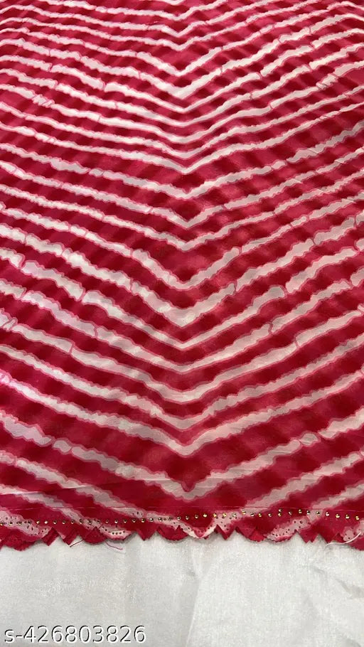 Georgette printed fancy saree with lace border, single piece in free size, cotton fabric, India origin